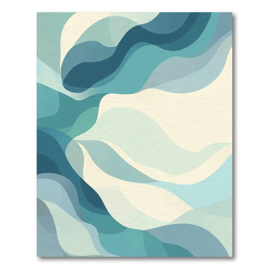 Serene Aqua Wave Abstract Rug