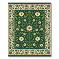 Emerald Green Floral Scroll Border Rug