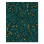 Deep Teal Golden Feathers Foliage Rug