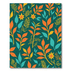 Bold Teal Orange Yellow Foliage Rug