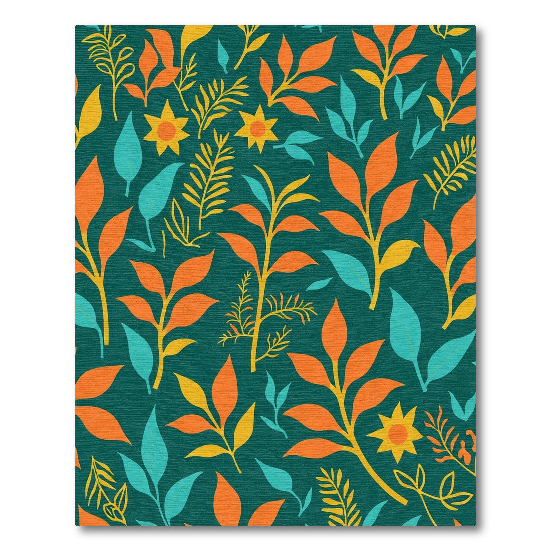 Bold Teal Orange Yellow Foliage Rug