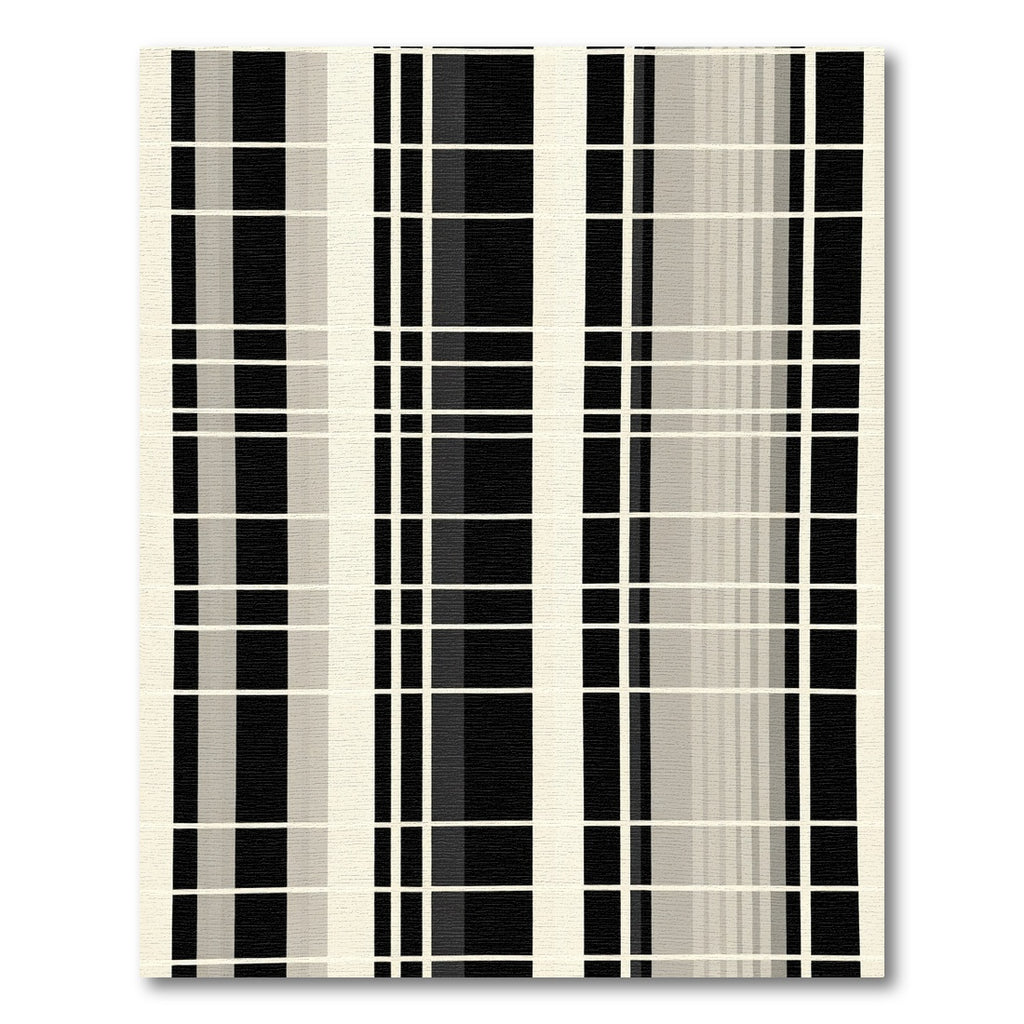Monochrome Abstract Stripe Checkerboard Rug