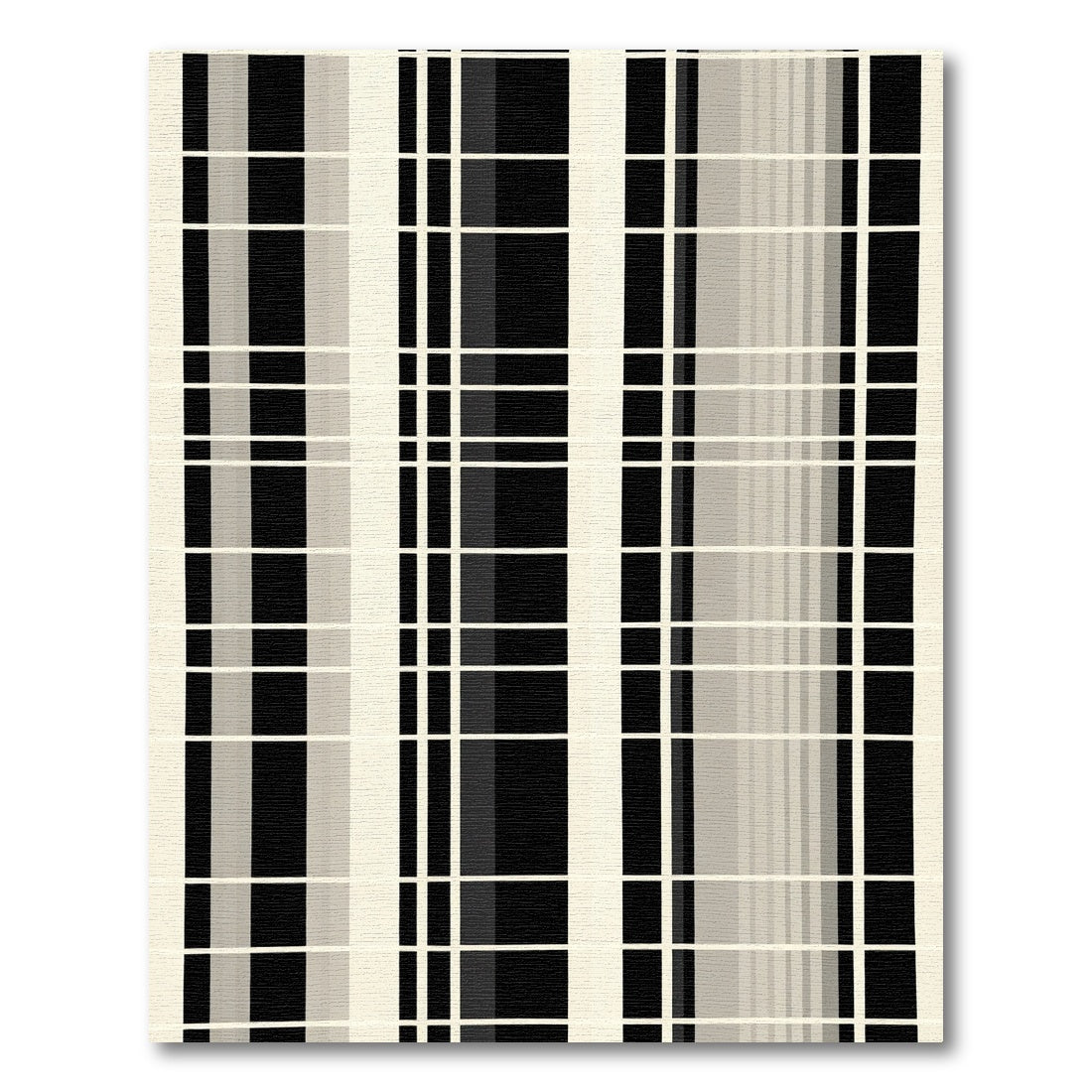 Monochrome Abstract Stripe Checkerboard Rug