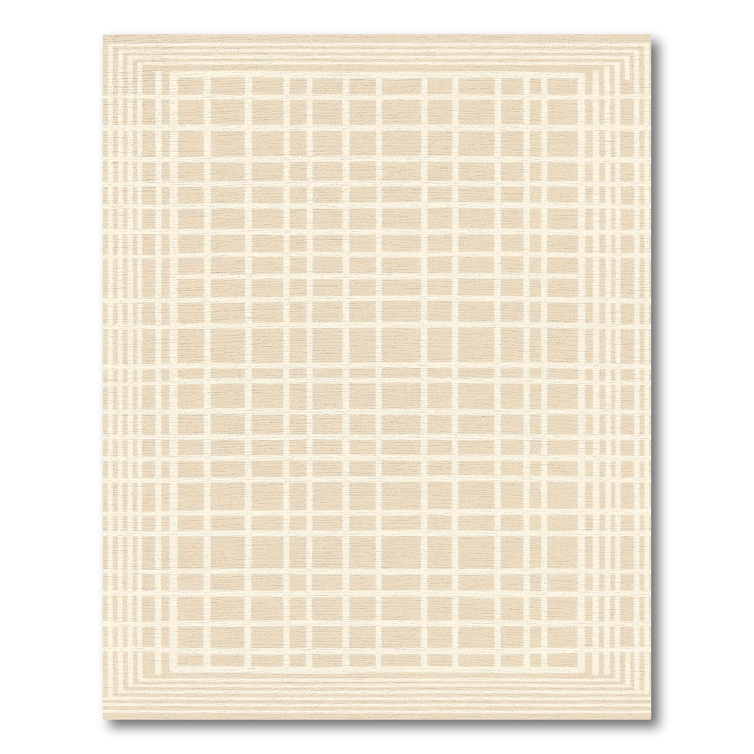 Geometric Beige Grid Rug