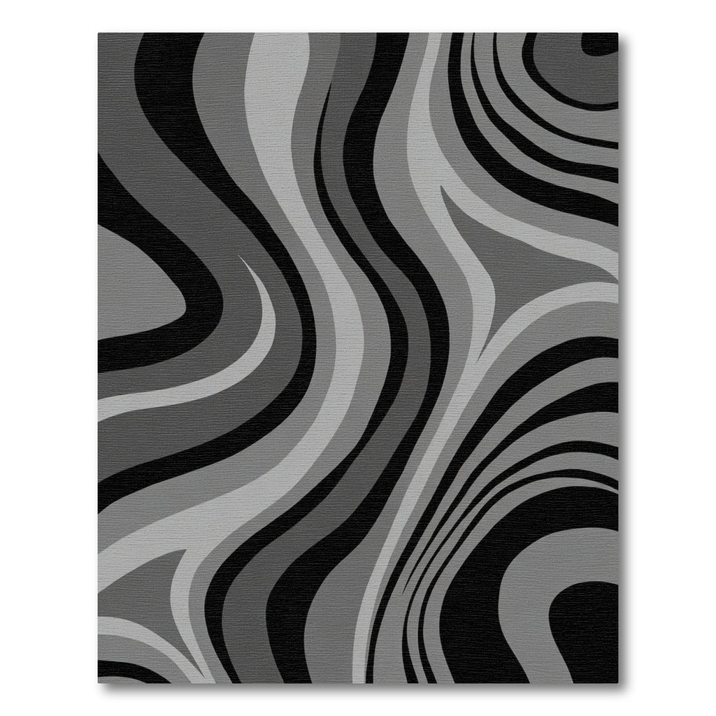 Monochrome Wavy Stripe Abstract Rug