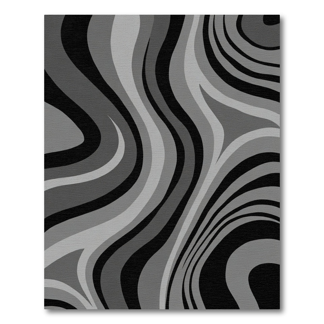 Monochrome Wavy Stripe Abstract Rug