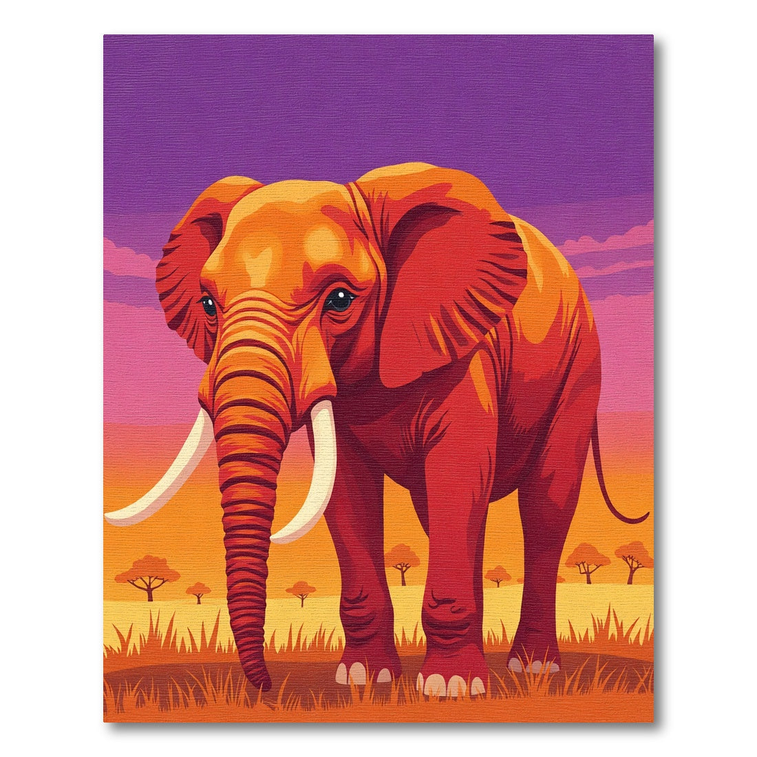 Orange Elephant Savannah Sunset Sky Rug