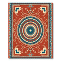 Terracotta Teal Mandala Folk Art Rug
