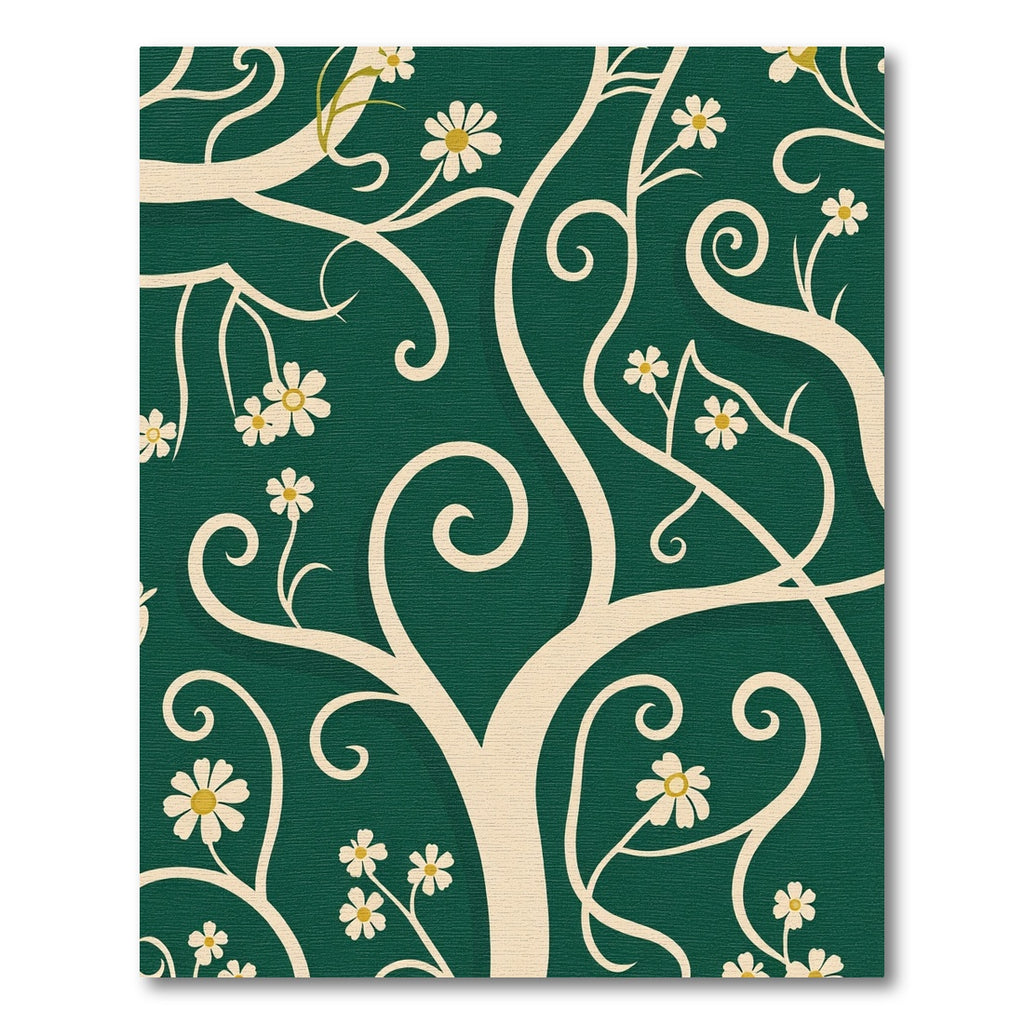 Cream Swirl Floral Emerald Garden Rug