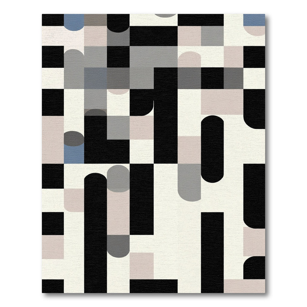 Modern Black Neutral Geometric Abstraction Rug
