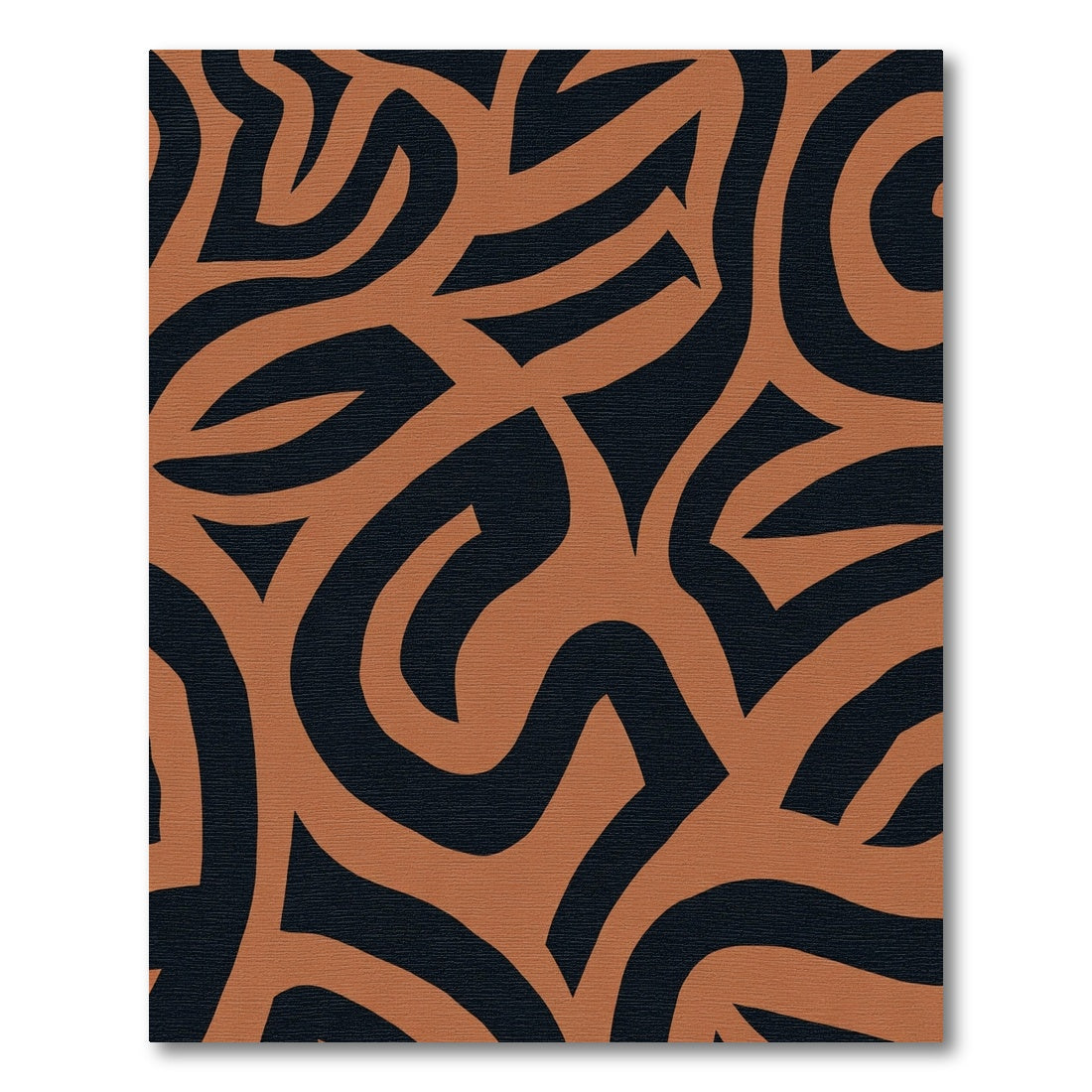 Burnt Orange Black Abstract Curve Rug