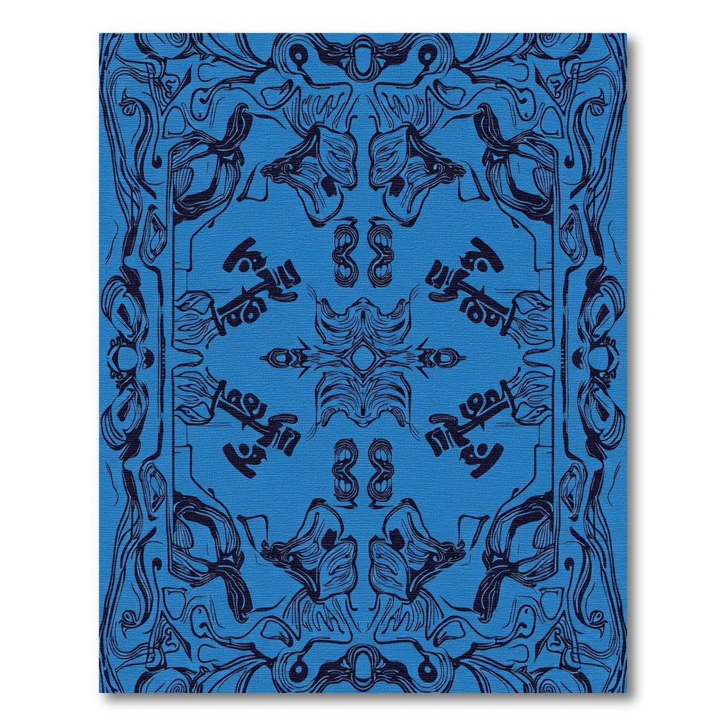 Deep Blue Abstract Organic Swirl Rug