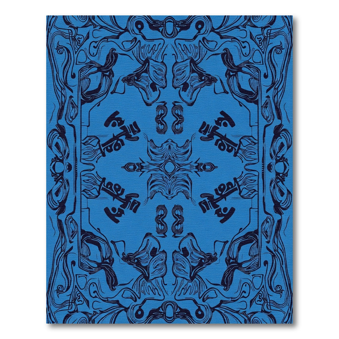 Deep Blue Abstract Organic Swirl Rug