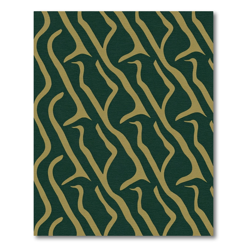 Golden Wavy Strokes Emerald Rug