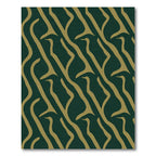 Golden Wavy Strokes Emerald Rug