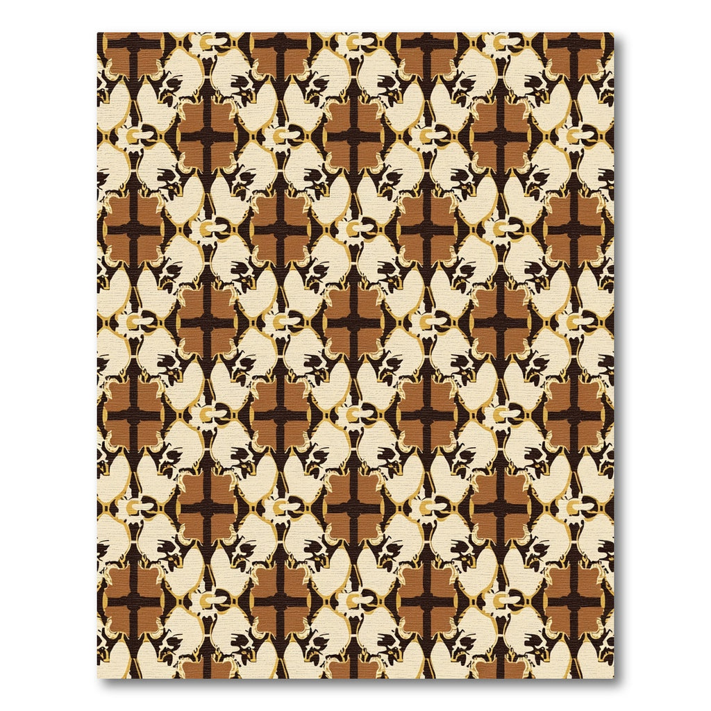 Abstract Ochre Cream Brown Geometric Rug