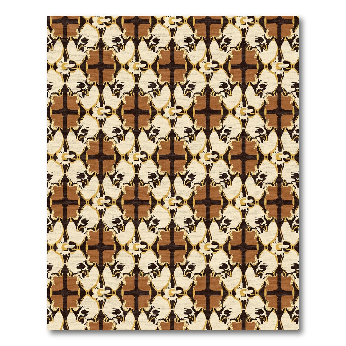 Abstract Ochre Cream Brown Geometric Rug