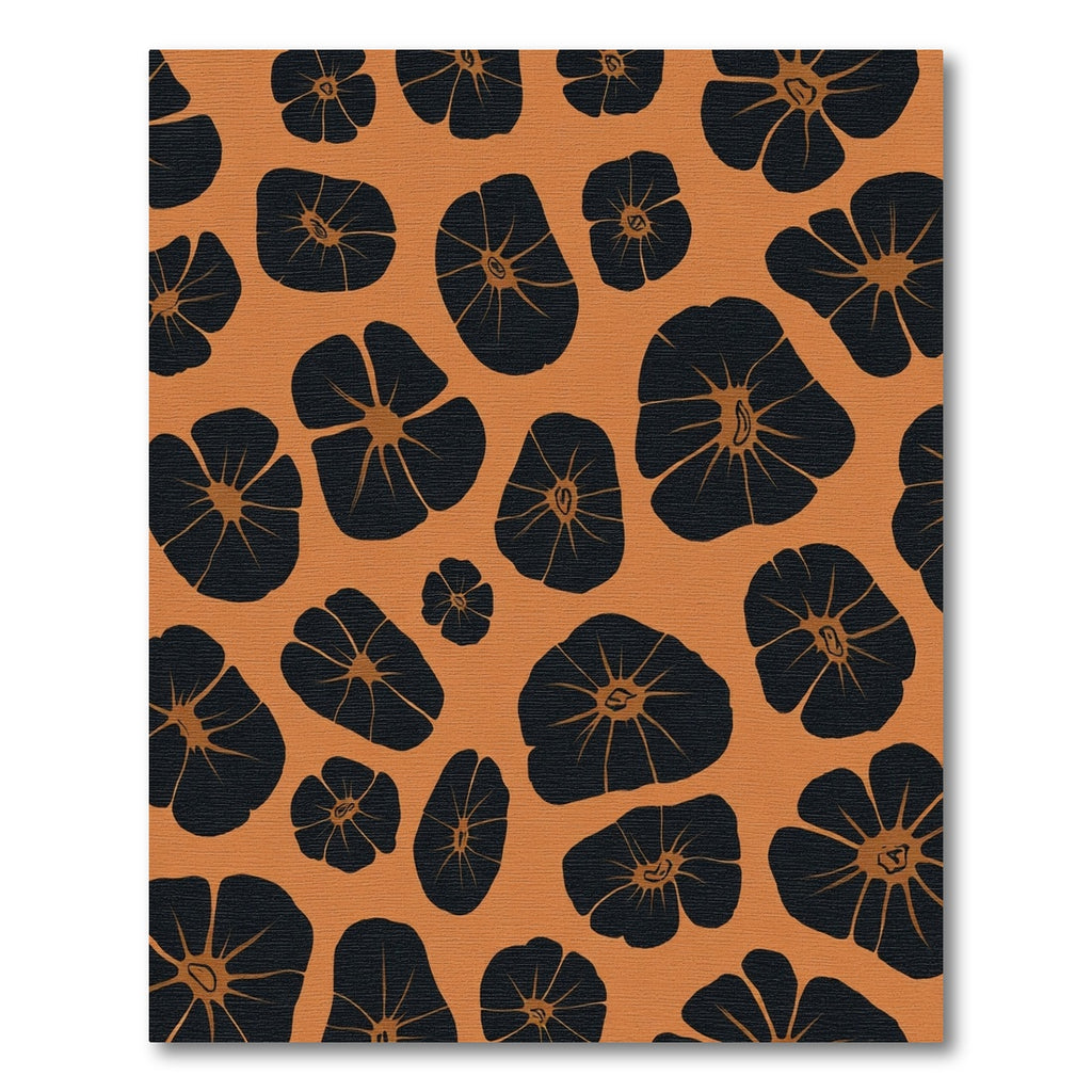 Bold Orange Black Floral Silhouette Rug