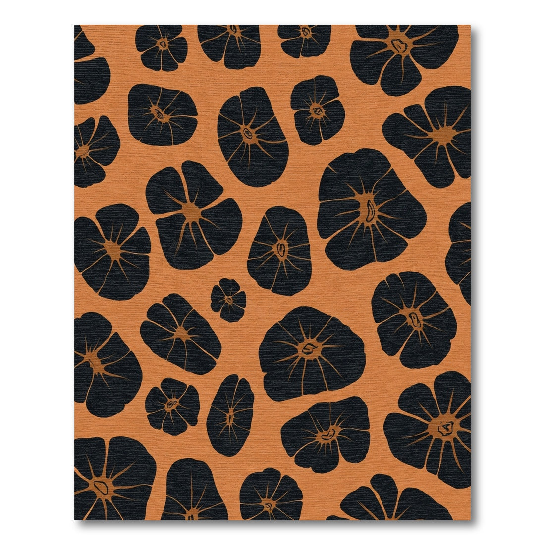 Bold Orange Black Floral Silhouette Rug