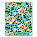 Turquoise Floral Whimsical Garden Medallion Rug