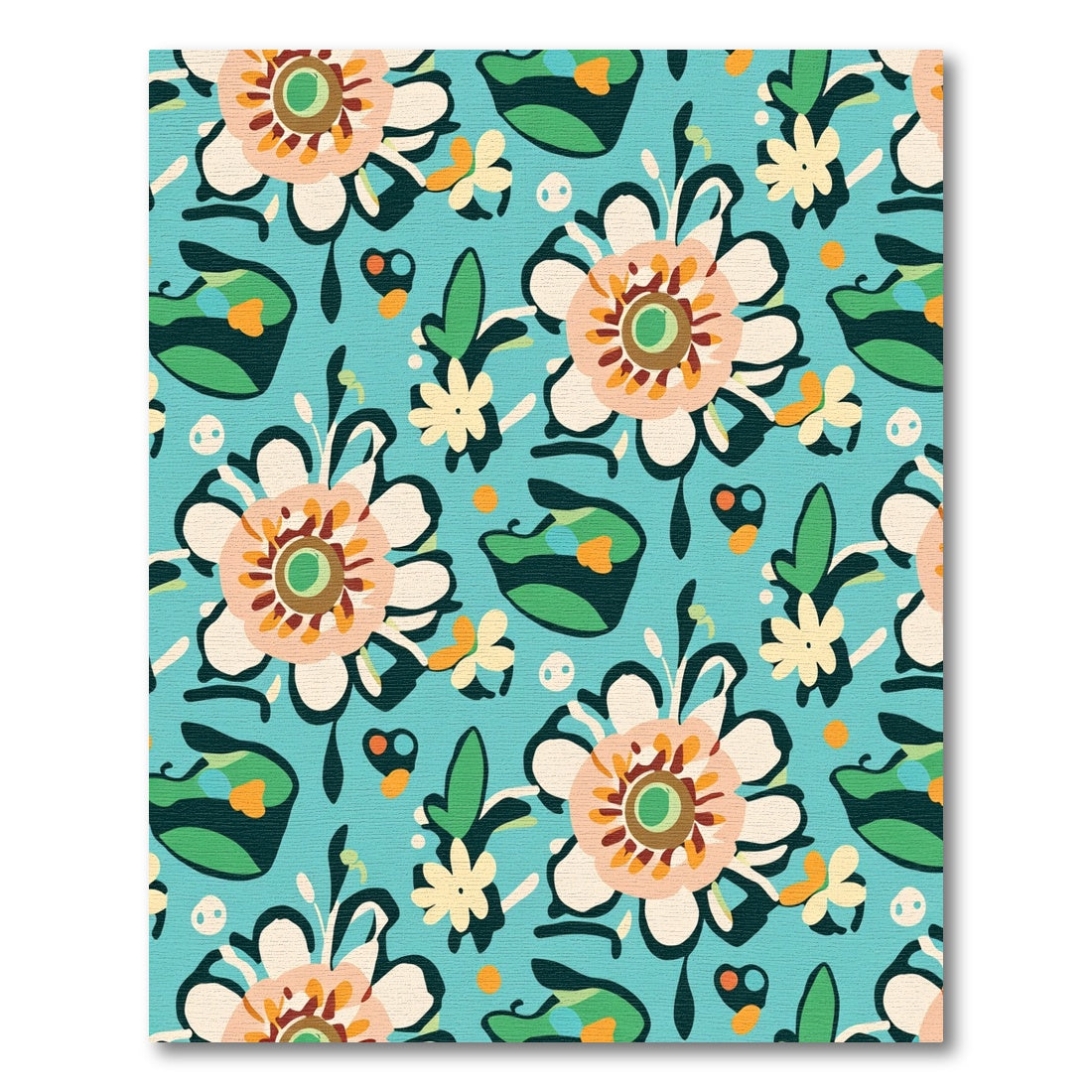 Turquoise Floral Whimsical Garden Medallion Rug