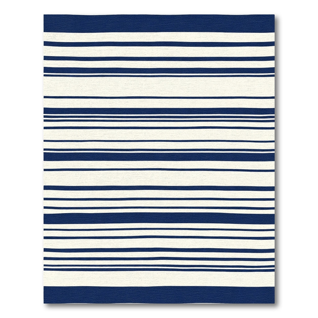 Navy Blue Cream Horizontal Striped Rug