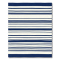Navy Blue Cream Horizontal Striped Rug