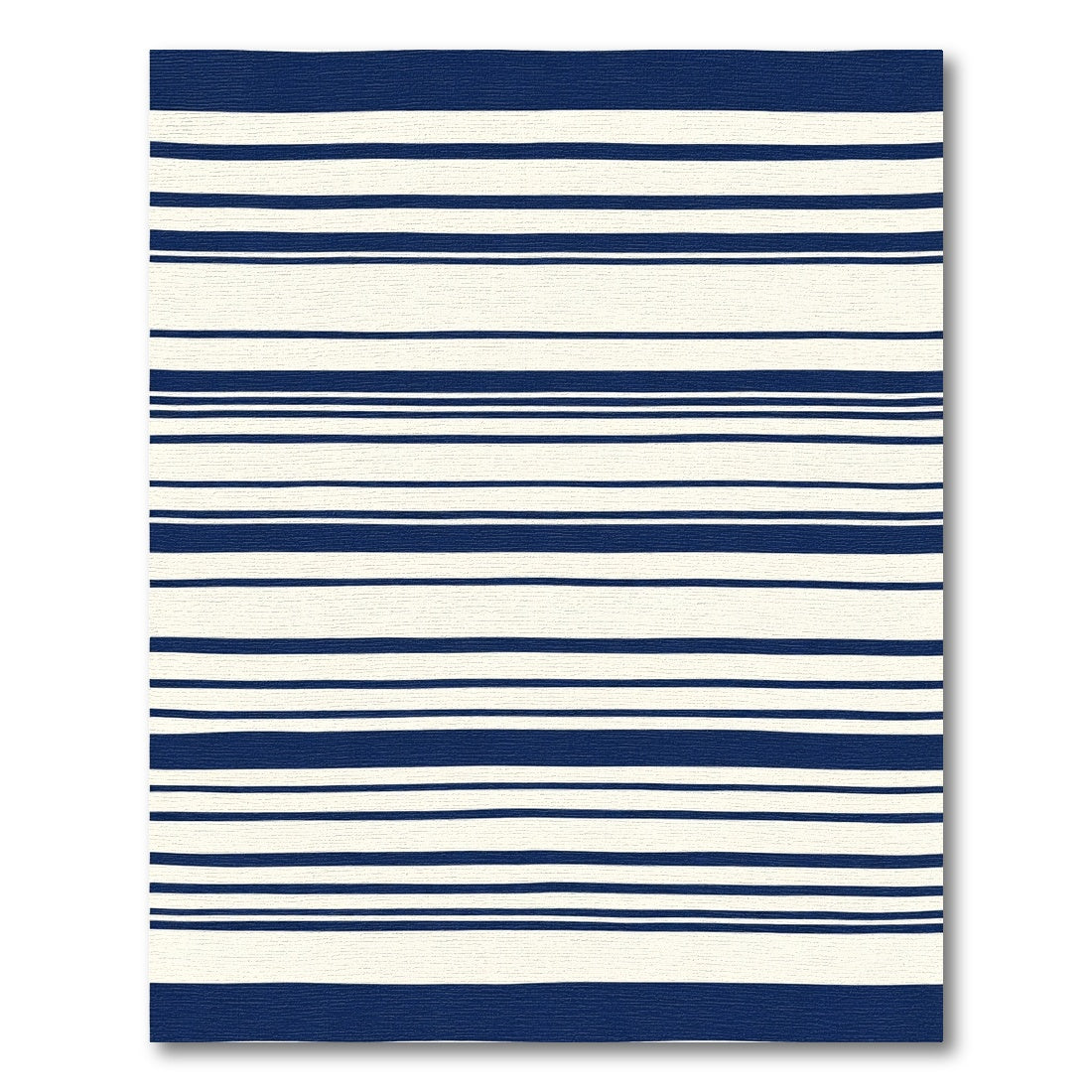 Navy Blue Cream Horizontal Striped Rug