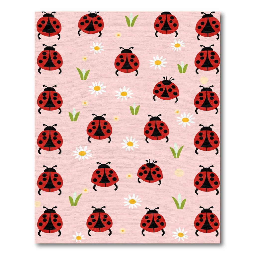Red Ladybug Daisy Garden Pattern Rug
