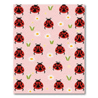 Red Ladybug Daisy Garden Pattern Rug