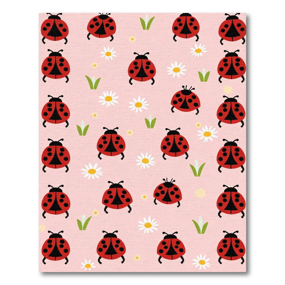 Red Ladybug Daisy Garden Pattern Rug