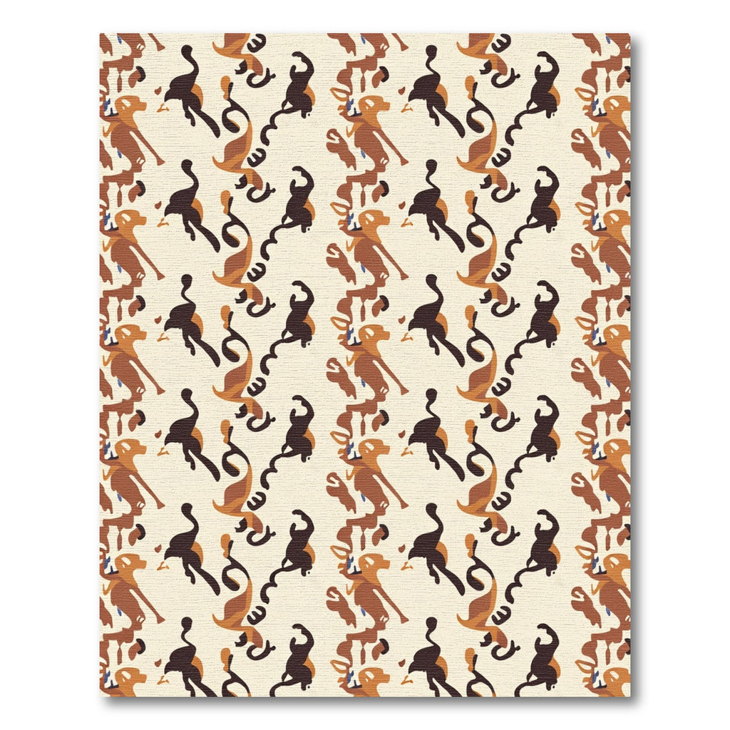 Earthy Brown Abstract Dancing Figures Rug