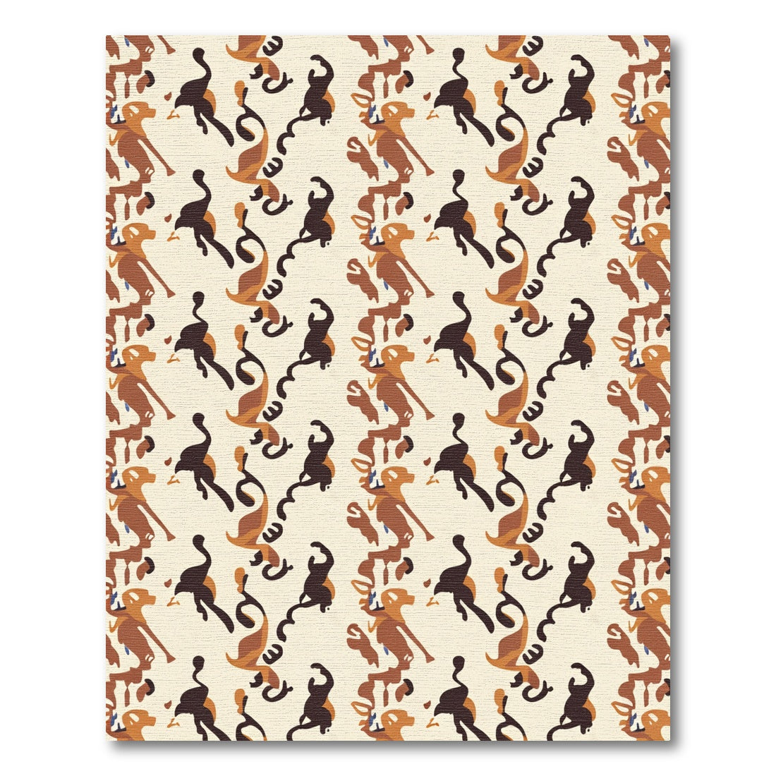 Earthy Brown Abstract Dancing Figures Rug