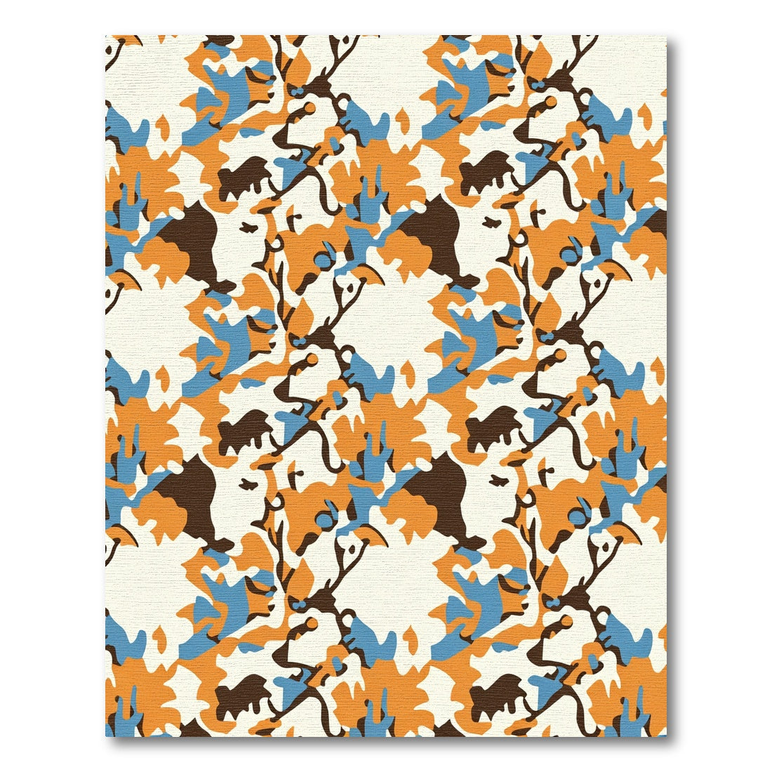 Orange Blue Brown Camo Splash Rug