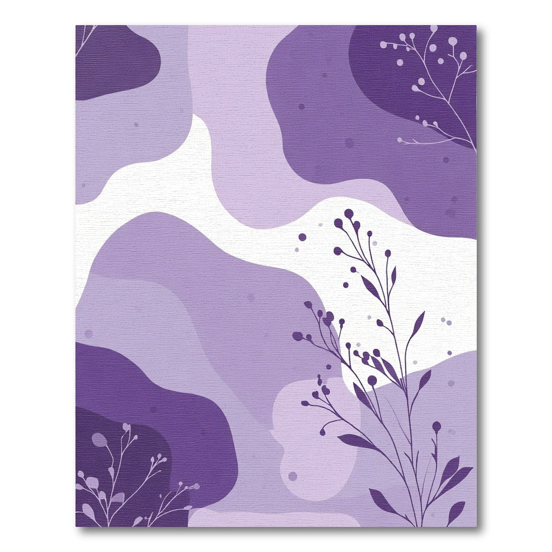 Purple Abstract Splotch Botanical Branches Rug