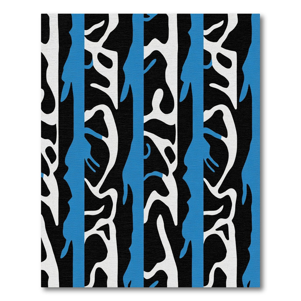 Black White Blue Organic Stripe Rug