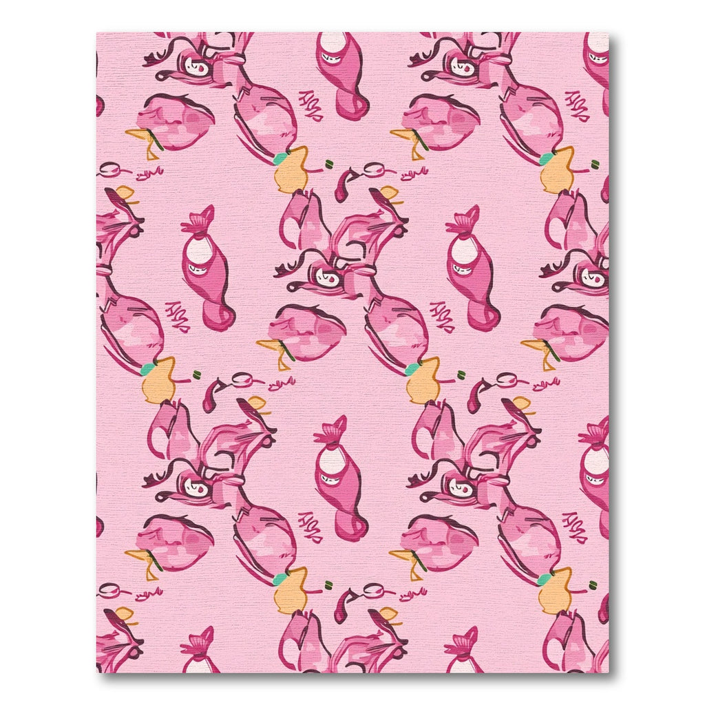 Pink Abstract Whimsical Character Rug