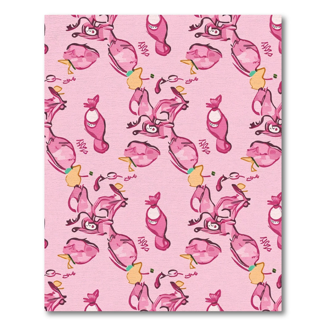 Pink Abstract Whimsical Character Rug