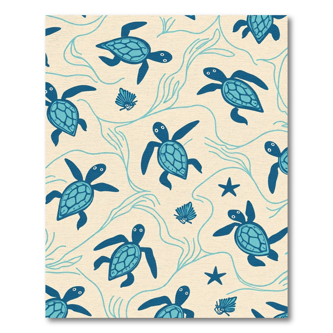 Oceanic Blue Turtle Coral Reef Rug