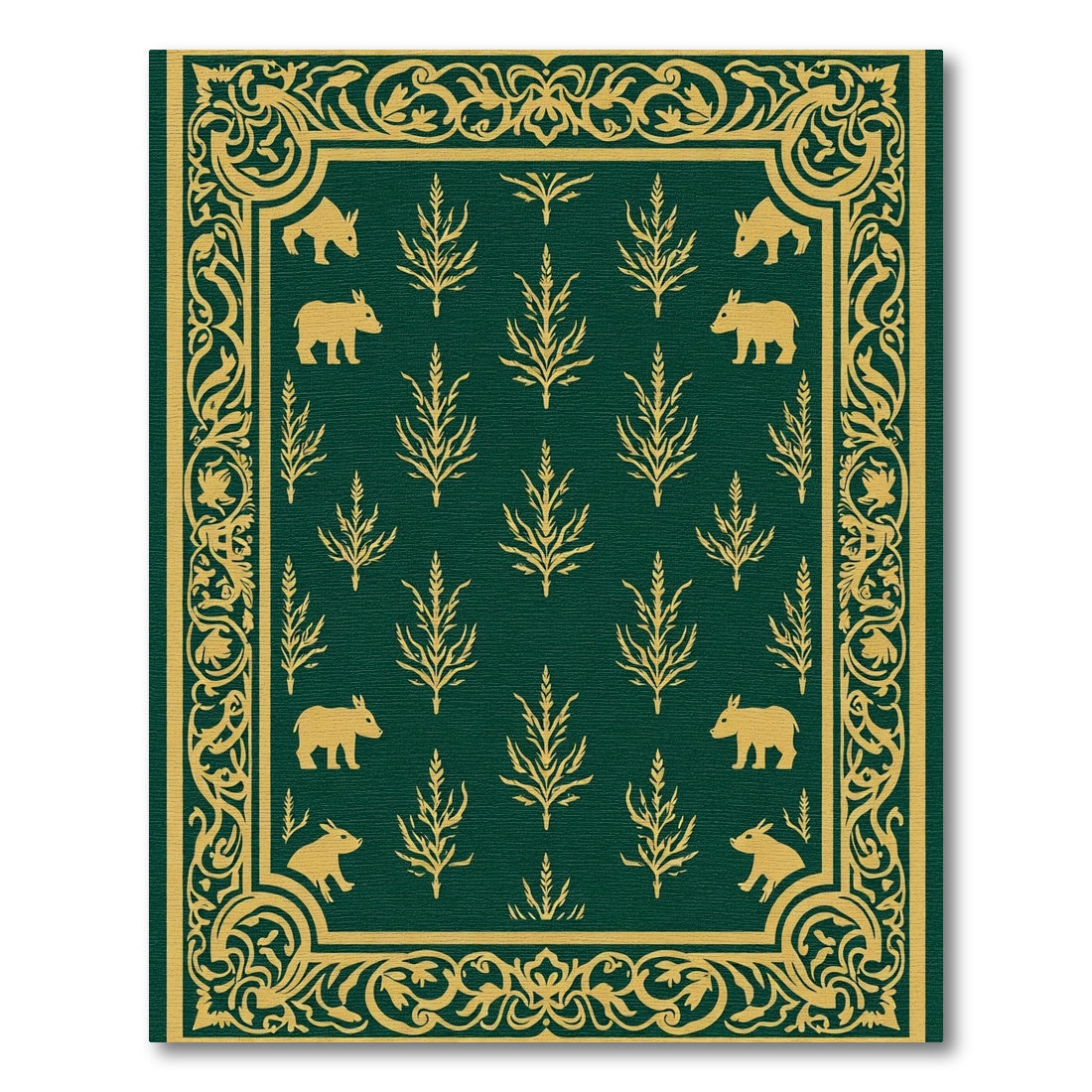 Golden Boar Woodland Border Rug