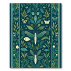 Deep Teal Botanical Butterfly Insect Rug