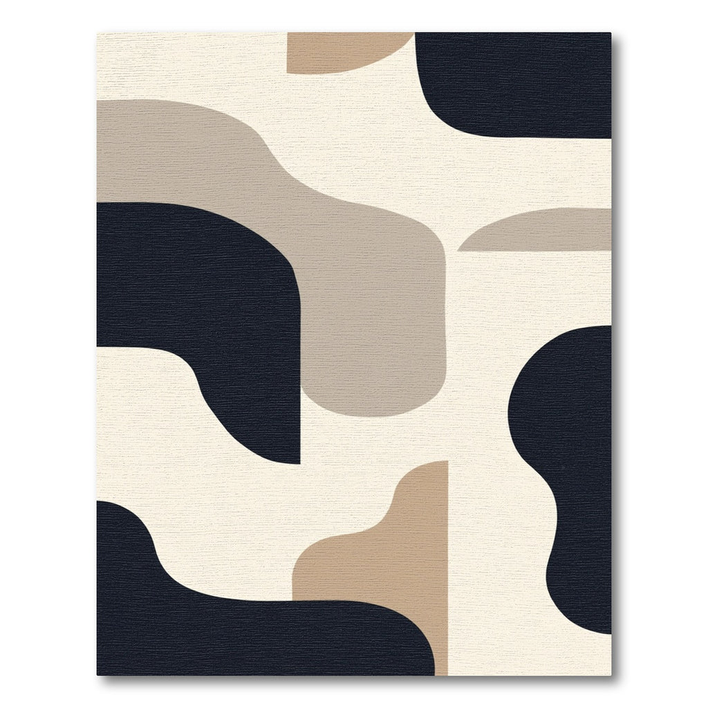 Organic Shapes Cream Navy Abstract Rug