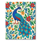 Bright Blue Peacock Floral Garden Rug