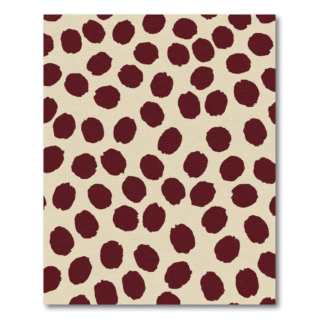Deep Red Spotted Cream Artwork Rug