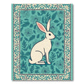 Aqua Floral Bunny Meadow Borders Rug