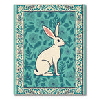 Aqua Floral Bunny Meadow Borders Rug