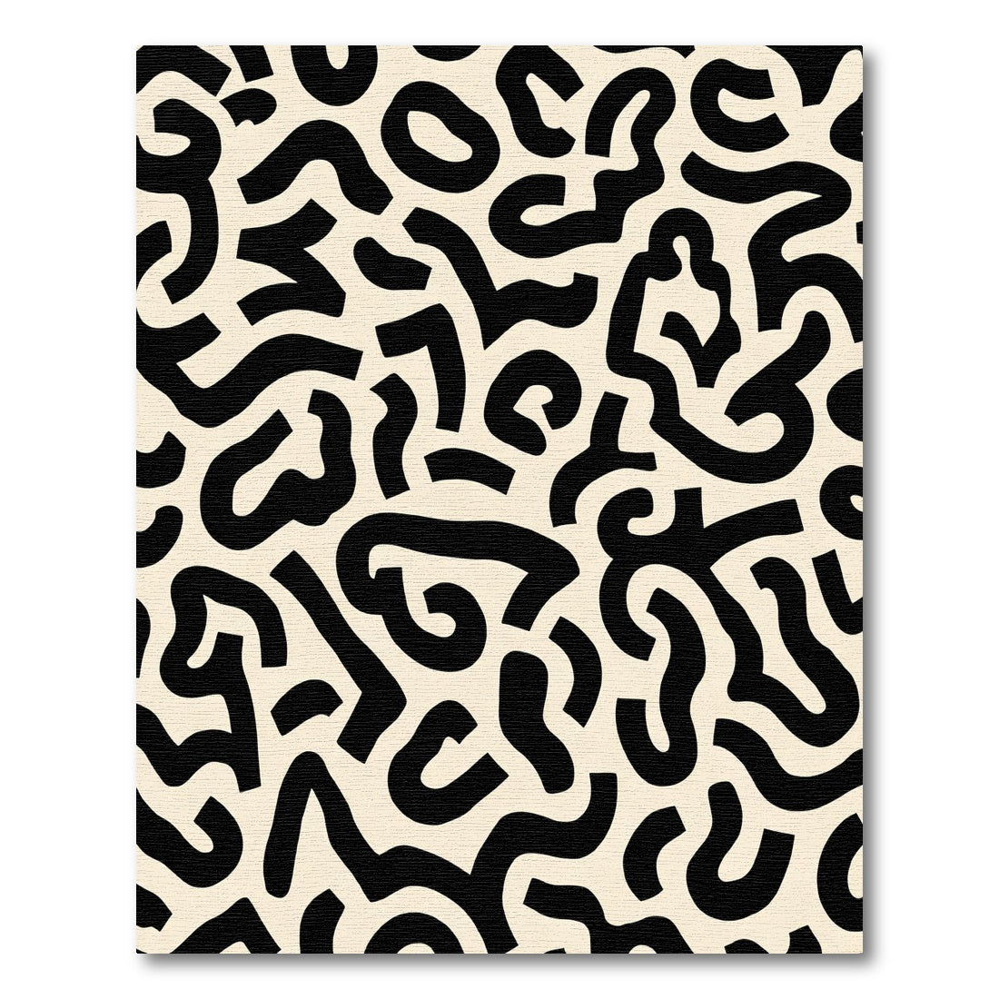 Black Organic Abstract Wavy Lines Rug