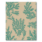 Teal Fern Foliage Beige Background Rug