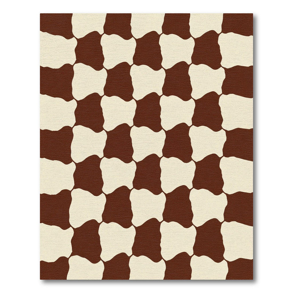 Brown Cream Organic Checkerboard Rug