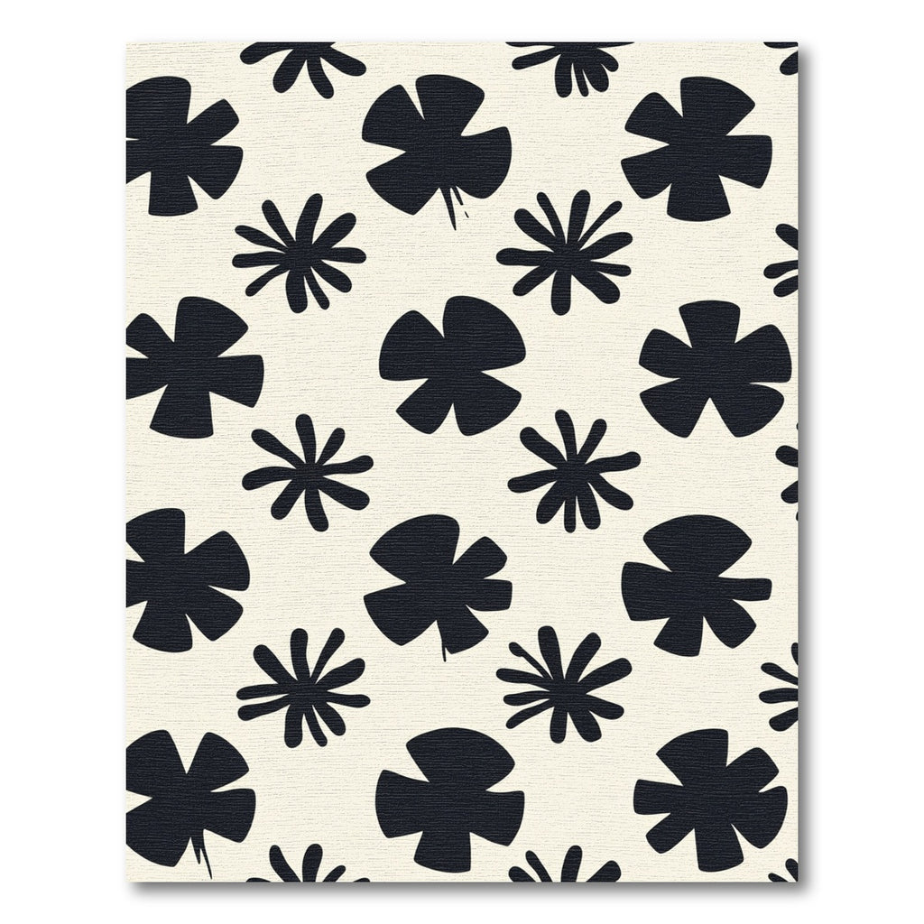 Black Floral Starburst Scatter Rug